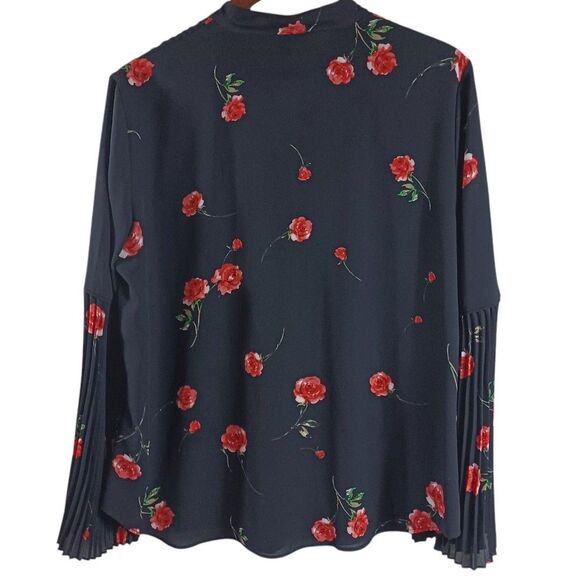 Lauren Ralph Lauren Black Sz L Romantic Cottagecore Boho Floral Bell Sleeve Top - Picture 6 of 10